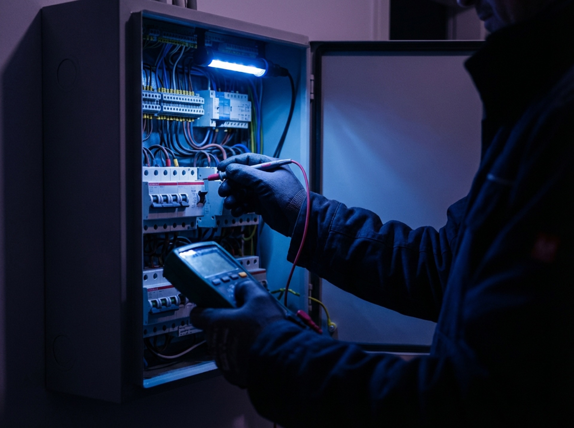 Licensed electrician at work